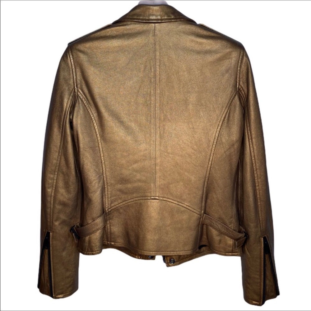 IRO Gold Metallic leather Jacket size 38 - Picture 10 of 12